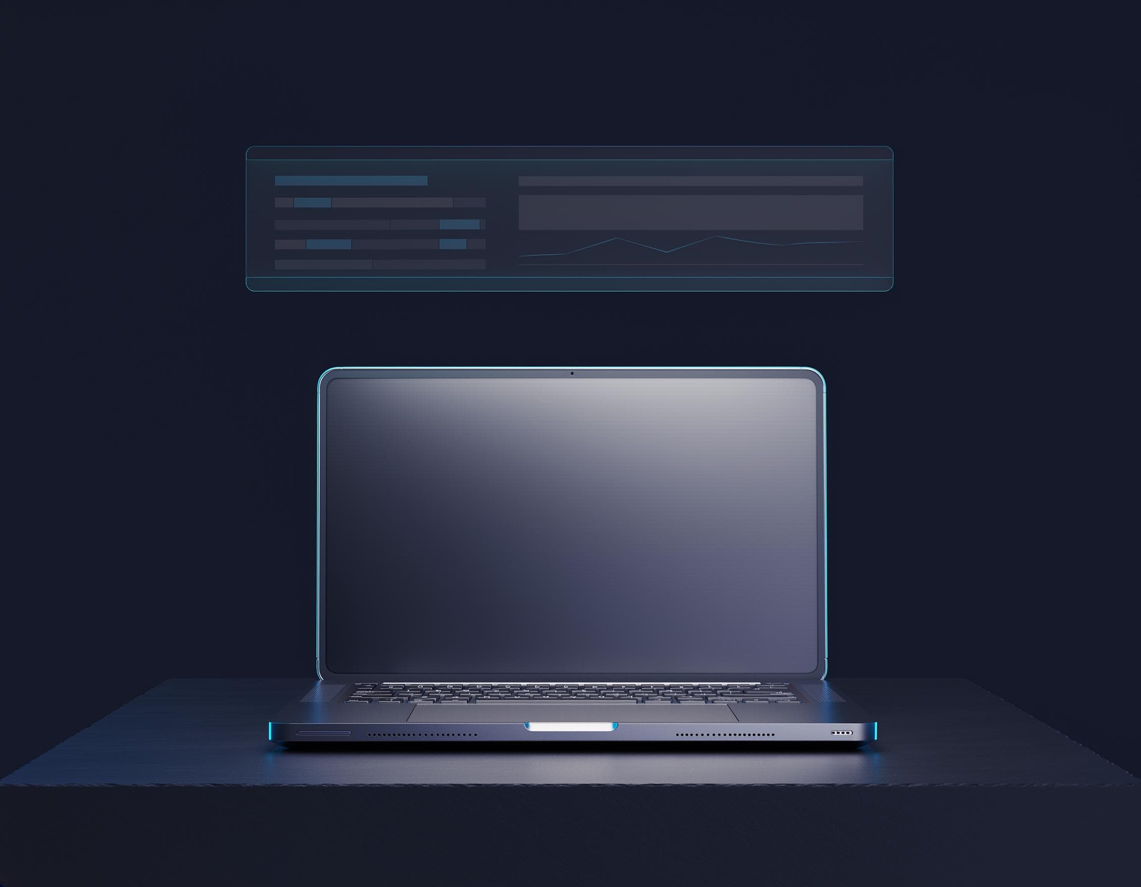 Dunkler Laptop mit einer Anwendung im Browser